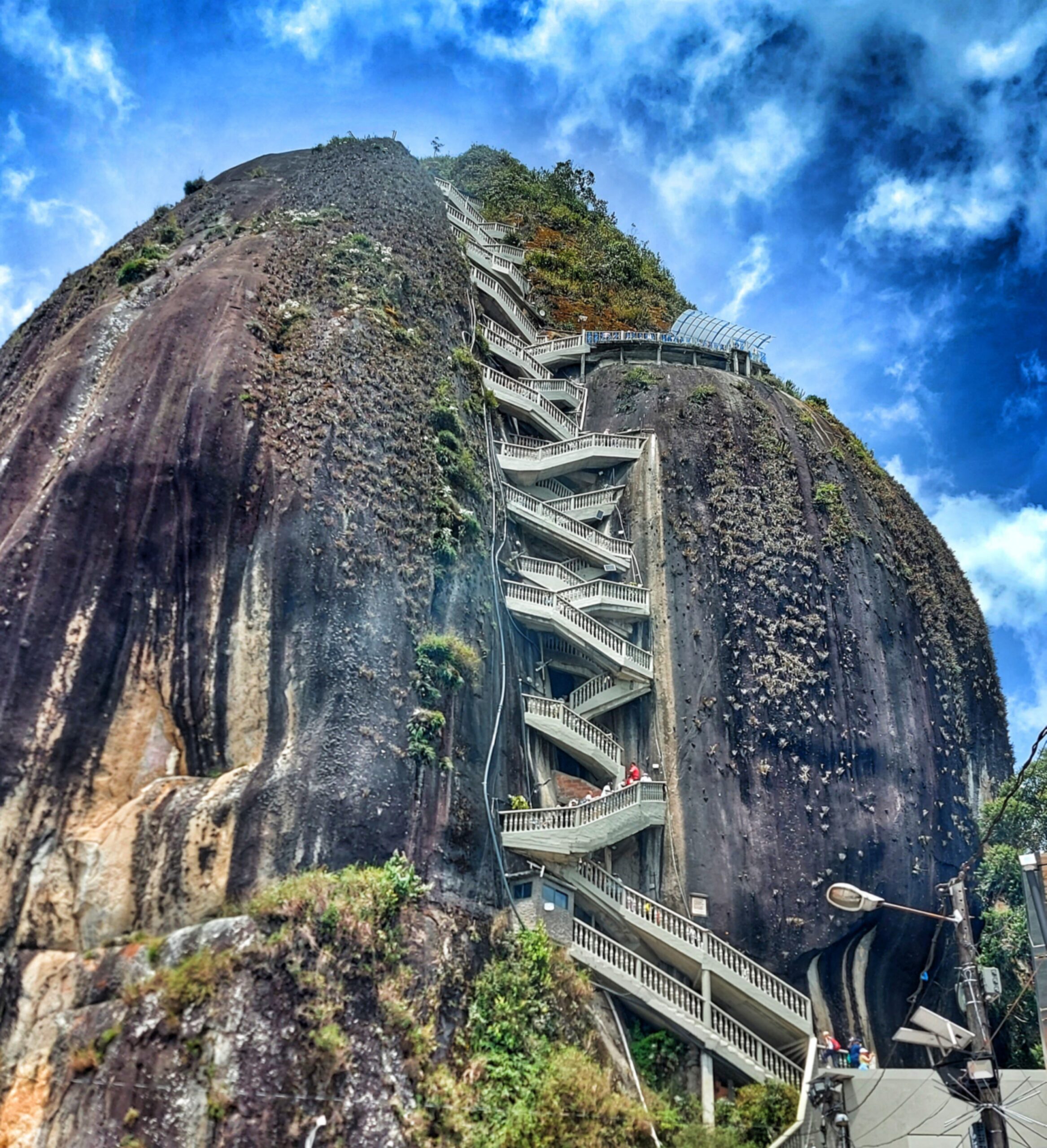 Steep steps rising up Piedra el Penol, Colombia. Stock Photo